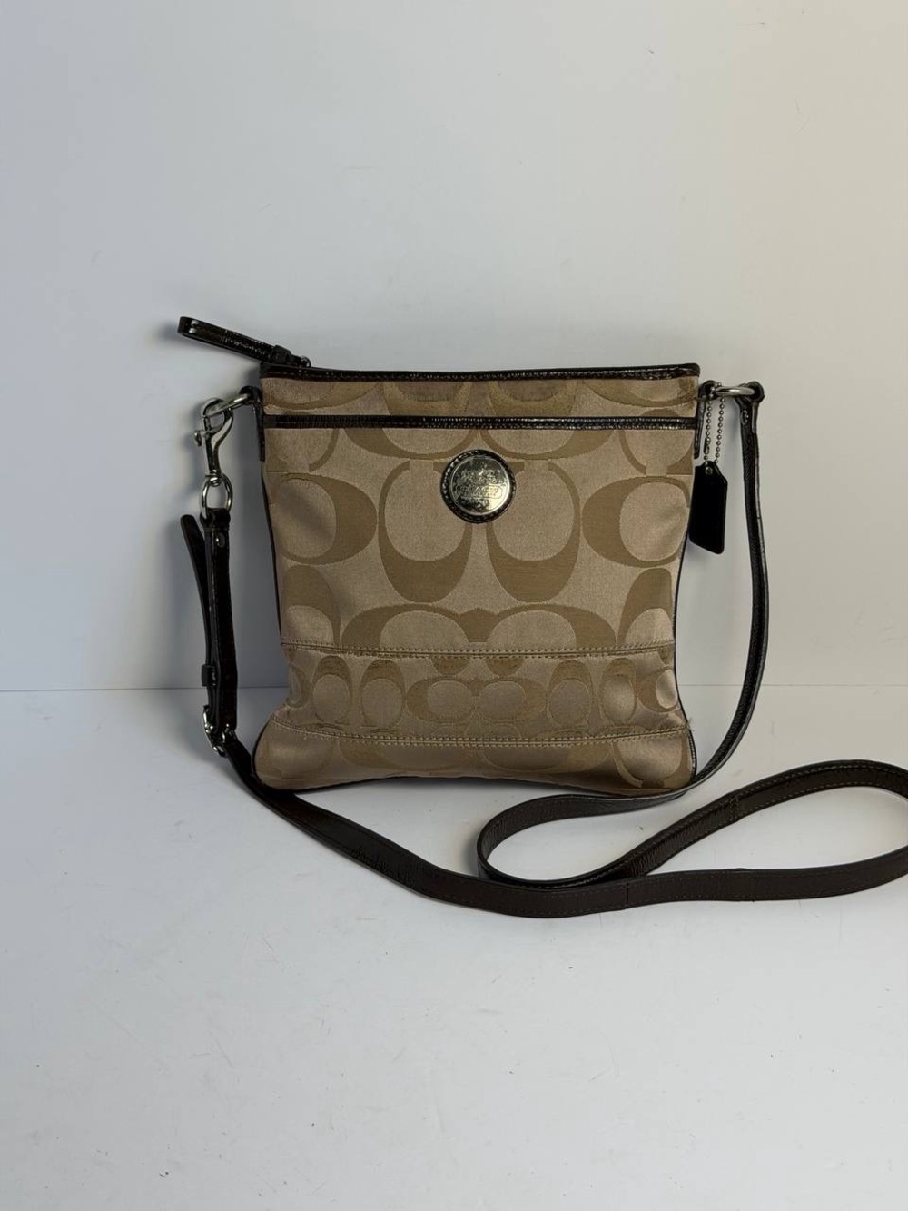 Coach Signature C Tan Brown Crossbody Bag